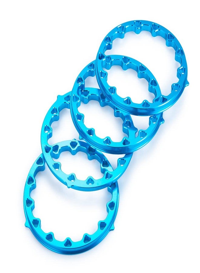 WEFEINO 4PCS Aluminum Replacement Wheels Rims 2.2" Beadlock Ring for 1/10 Axial Wraith SCX10 D90 Wraith 90048 TRX4 TRX6 (Blue-B) - Image 2